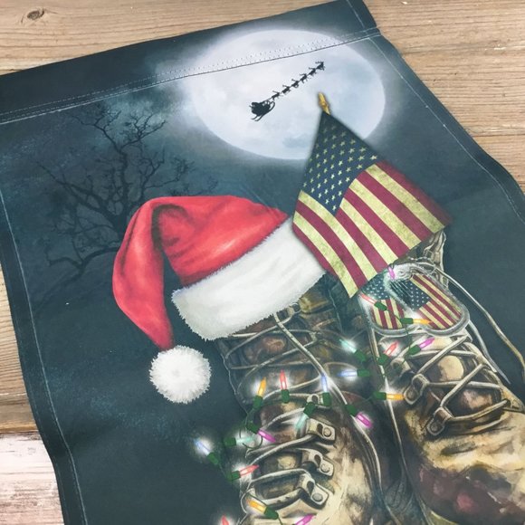 Christmas Military Boots Garden Flag - Honoring Heroes with Santa's Blessings - Picture 5 of 7